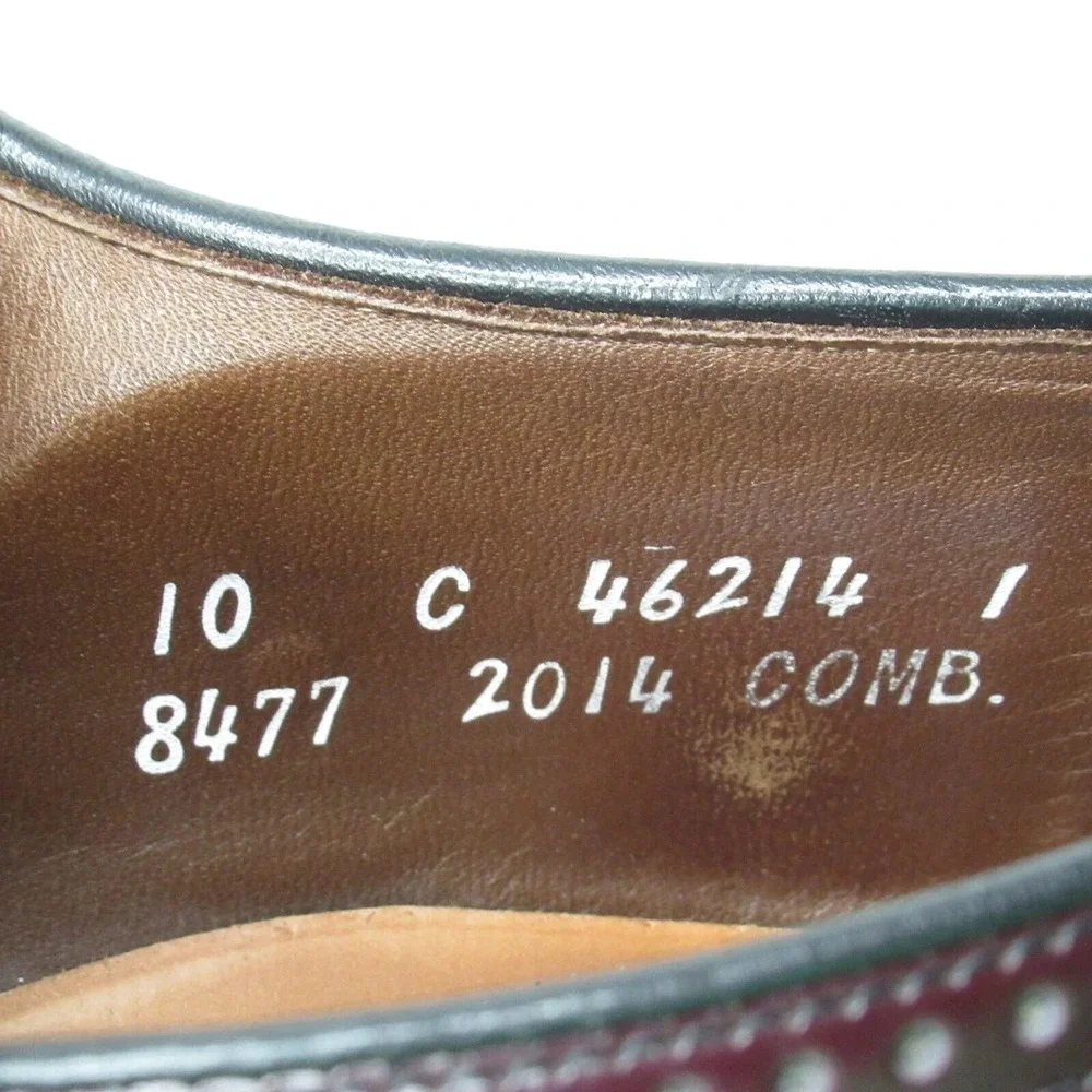 Allen Edmond  Oxford Dress Shoes Men 10 C Burgundy WIngtip Leather Luxe USA Made